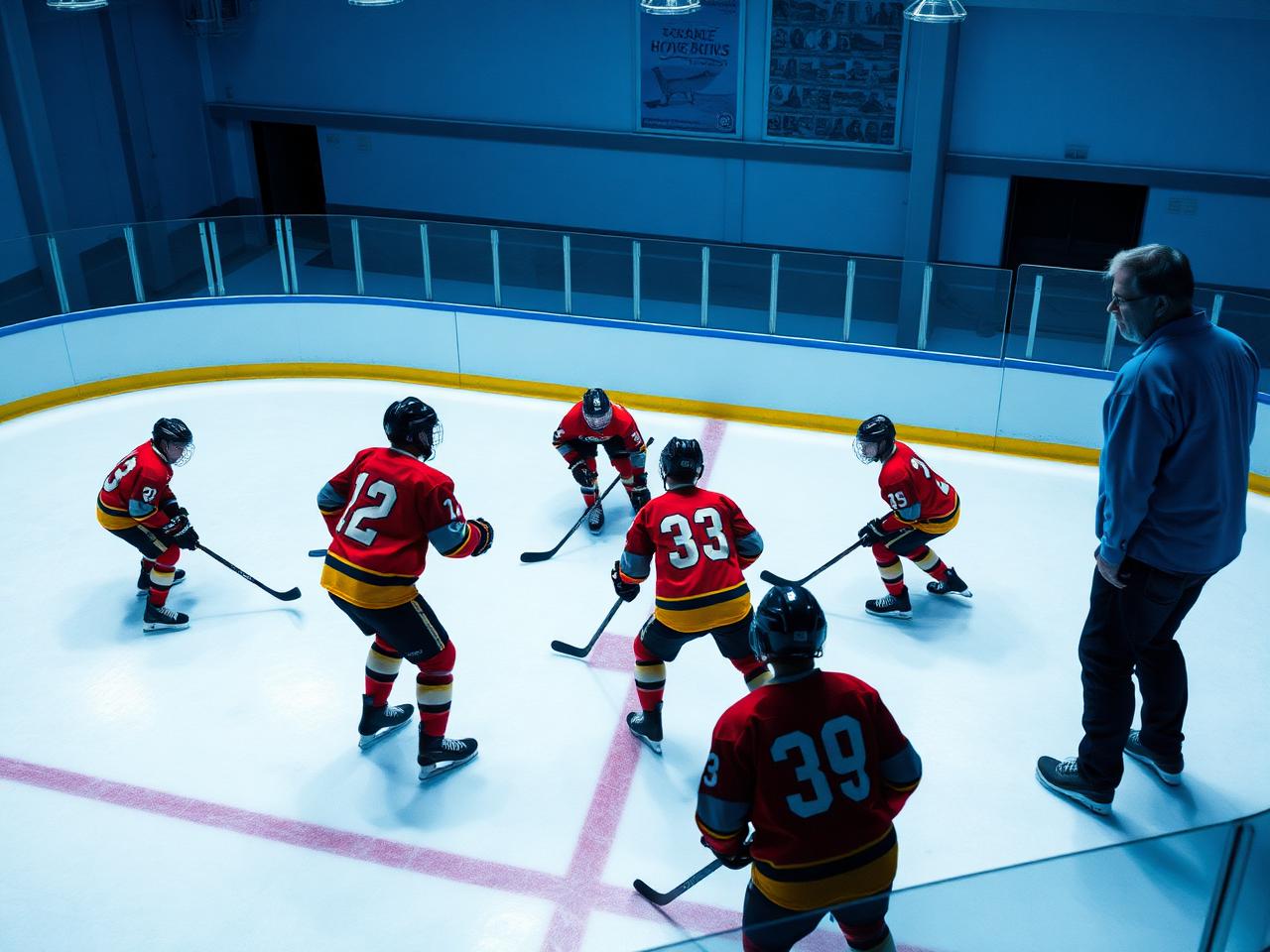 Coach instructing players